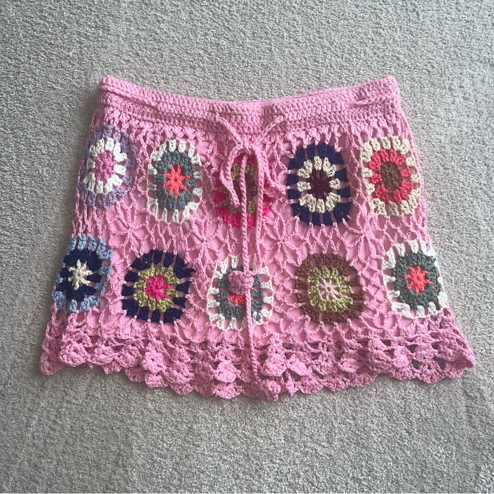 India Boutique Pink Skirt with Multicolor Accents